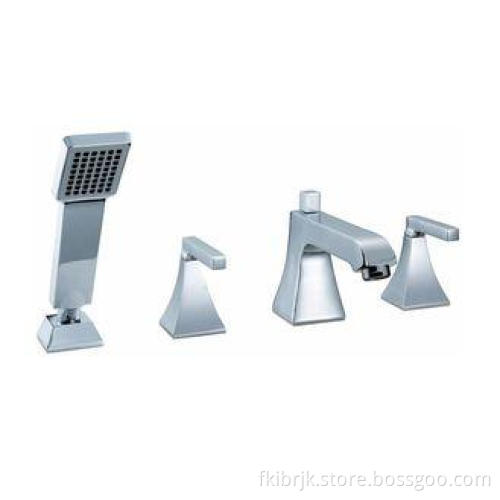 Two Handle Brass Bathroom Sink Faucets / 4 Holes Mixer Taps